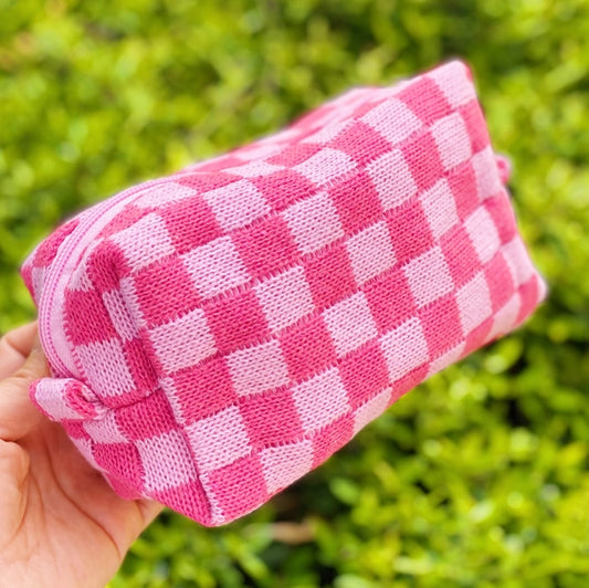 Checkered Cosmetic Bag