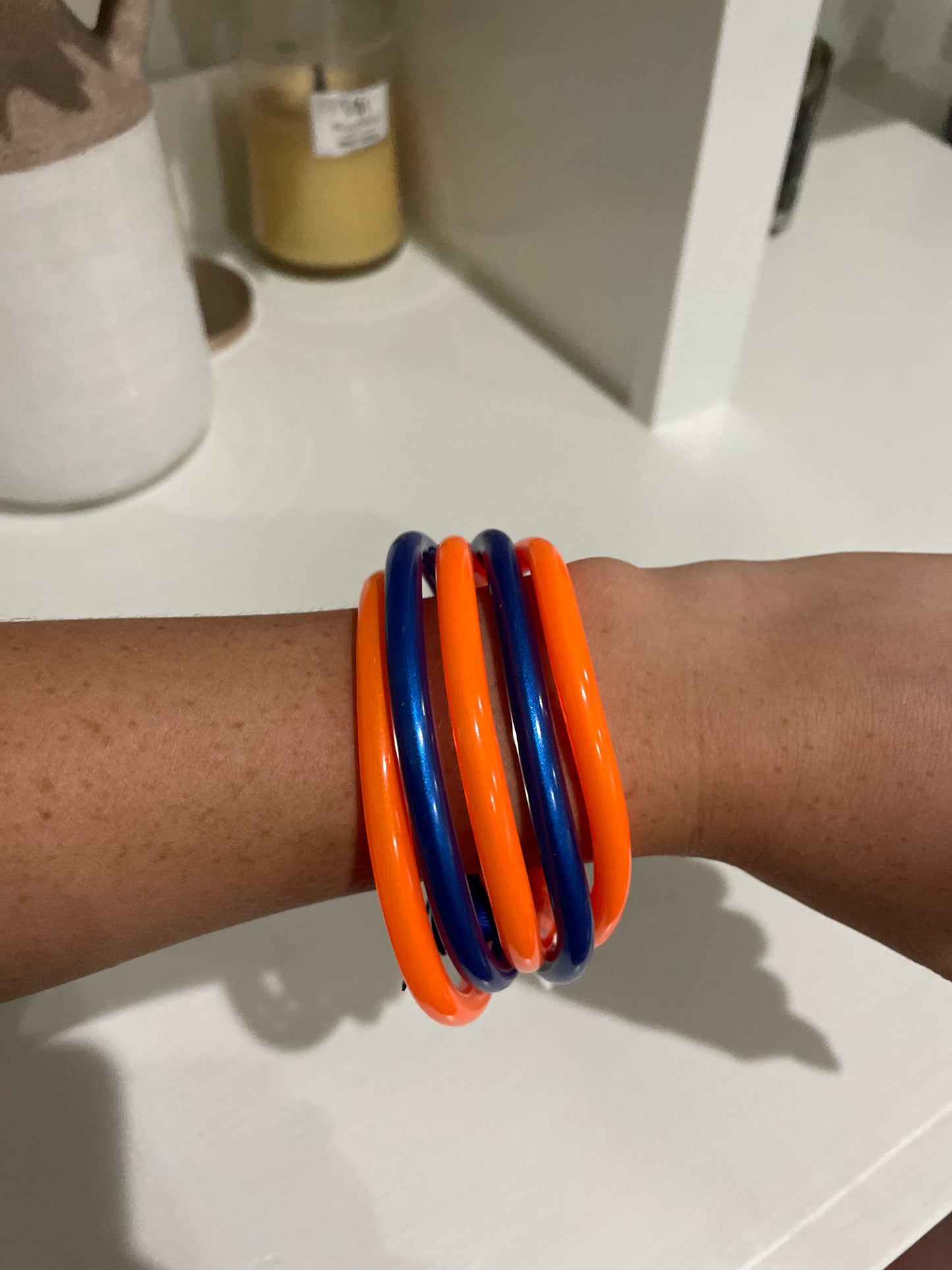 Jelly Bangle Sets - Blue & Orange