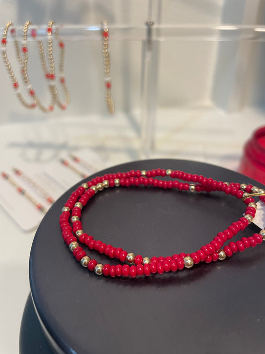 Red Confetti Beaded Bracelets