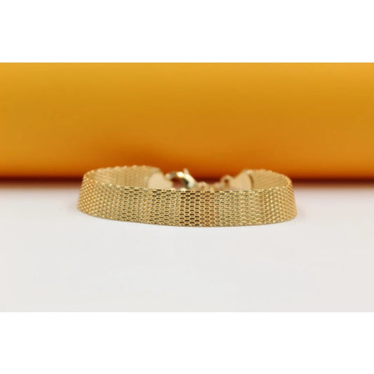 18K Gold Designed Mesh Link Bracelet