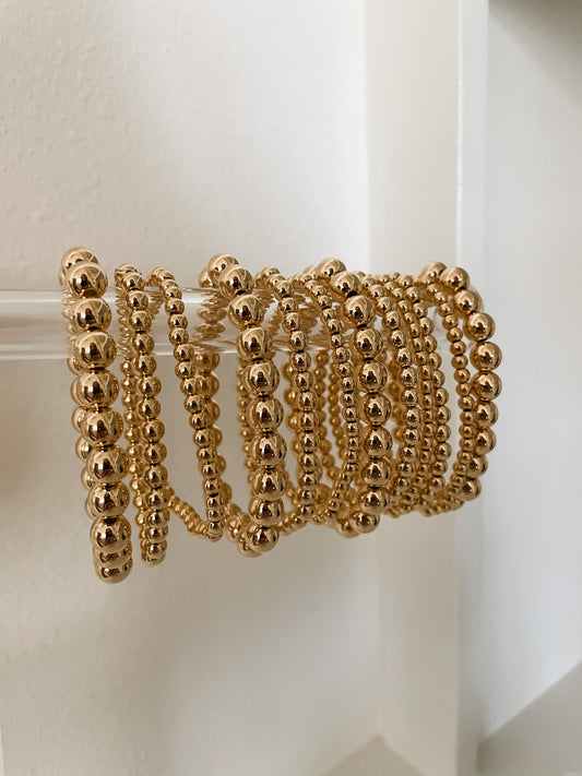 Gold Bead Bracelets (Stack of 3)