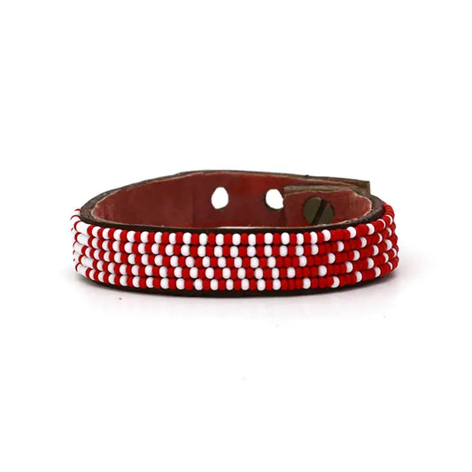 Red and White Bead Bracelet